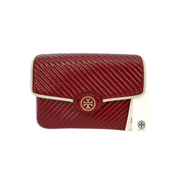 TORY BURCH Robinson Patent Quilted Shoulder Bag in Bricklane - Picture 1 of 11